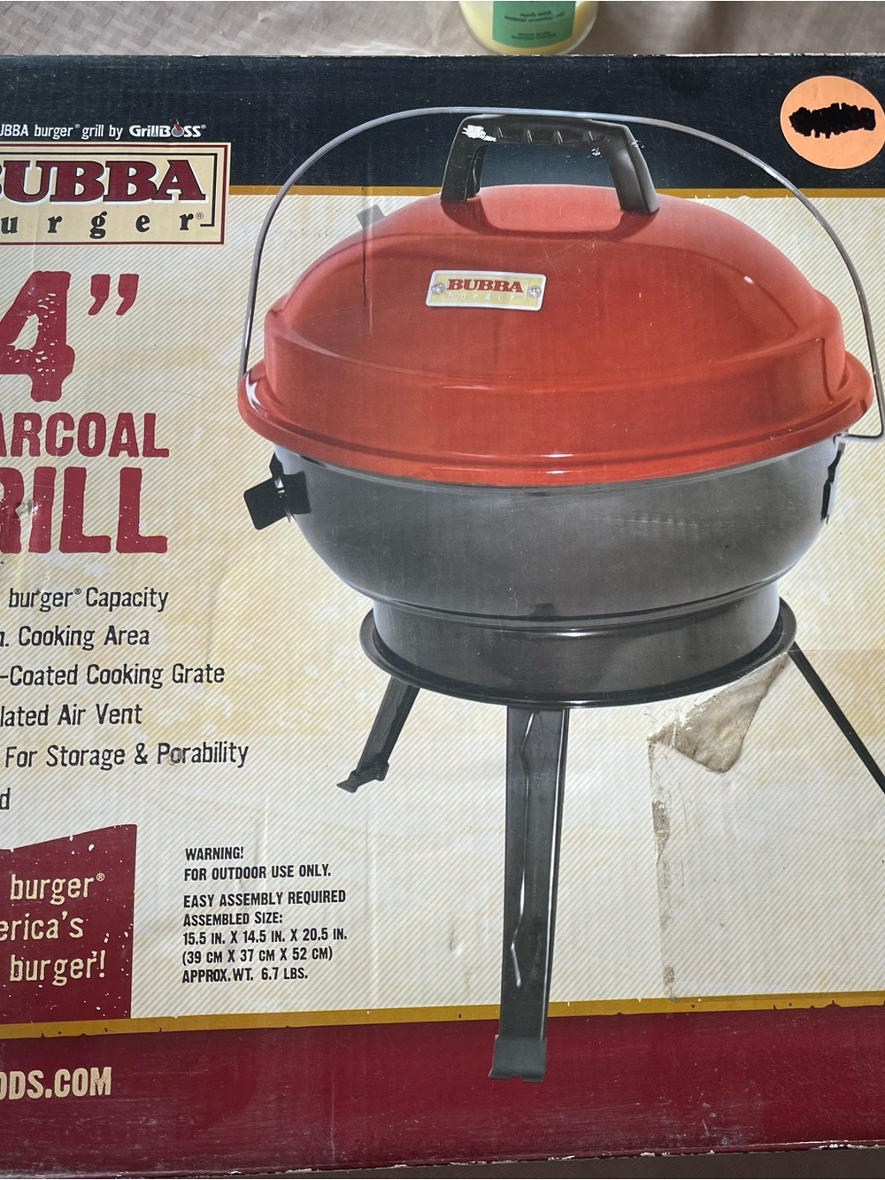 New Bubba 14" Charcoal Grill - Red